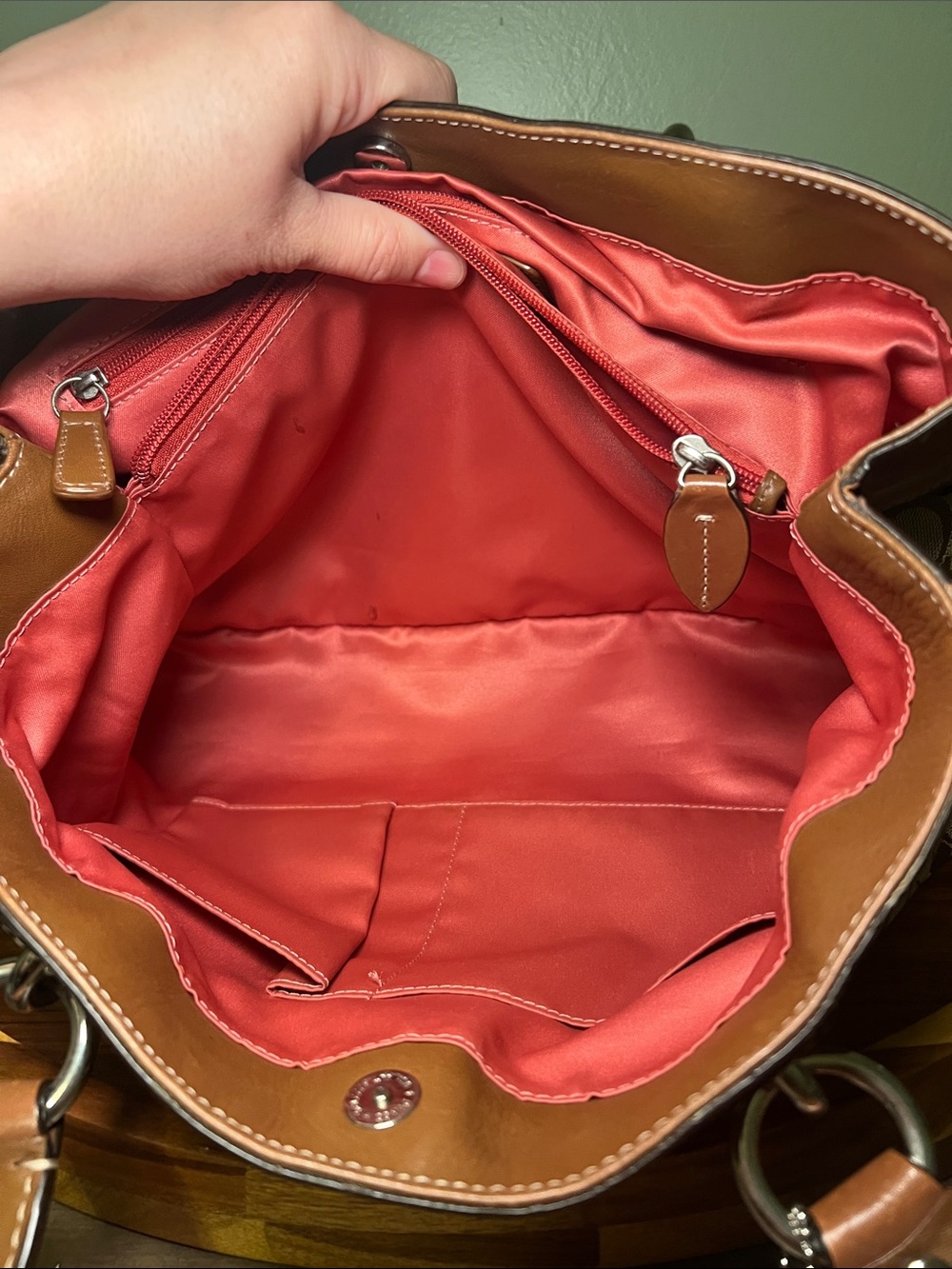 Coach Penelope Signature Jacquard Shoulder Tote with Brown Leather Trim - Picture 13 of 14